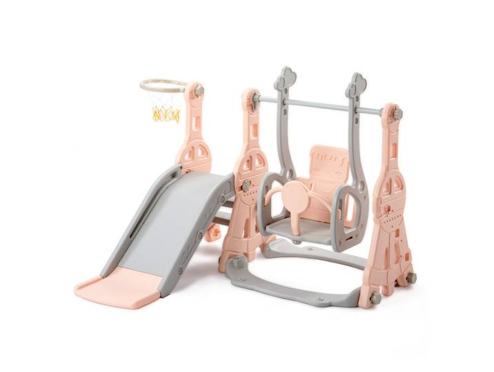 Kinderrutsche 4 in 1, Rosa, Kunststoff, 140x118 cm, Freizeit & Co, Gartenspielzeug, Kinderrutschen