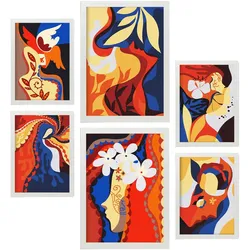 POSTER Set Mit 6 Zierliche Collage In Weibliche Zusammenfassung Ästhetische Dekorative Gemälde Für Ihr Wohnzimmer Zuhause A3 & A4 Weißer Rahmen
