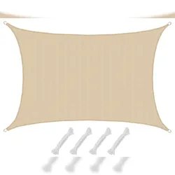 UV Sonnensegel 4x6 HDPE Rechteckig Sonnenschutz Überdachung Garten Balkon Beige