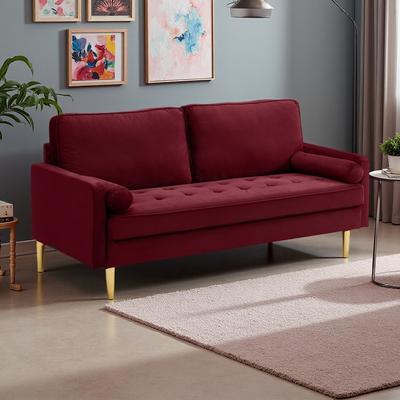 ZWYO HOSIMU "65"" Velvet Loveseat Sofa,Gold Metal Legs and High-Density Foam Cushions"
