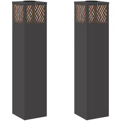 vidaXL Solar LED Weg Licht 2 pcs Schwarz Kalt gewalzter Stahl