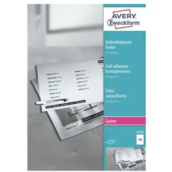 Avery Zweckform Selbstklebende Folien 100 Stück transparent