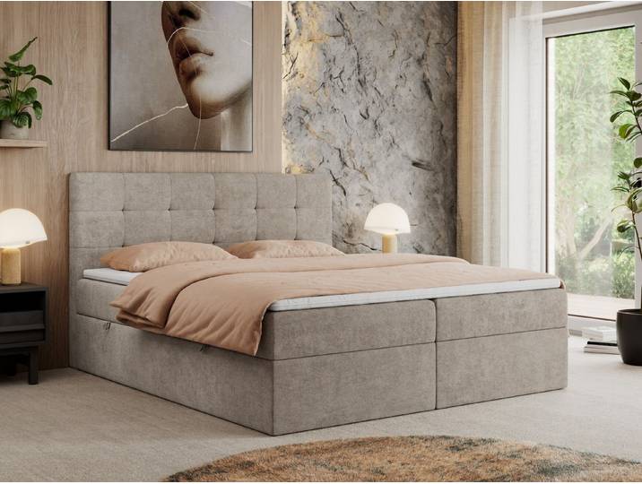 MKS MÖBEL Boxbett CENTOS (Boxspringbett - Set, Packung, Gepolsterte Kopfstütze, T30-Schaum, Topper T25/Visco, Modern), Doppelbett, Multipocket-Matratzen, zwei Bettkästen