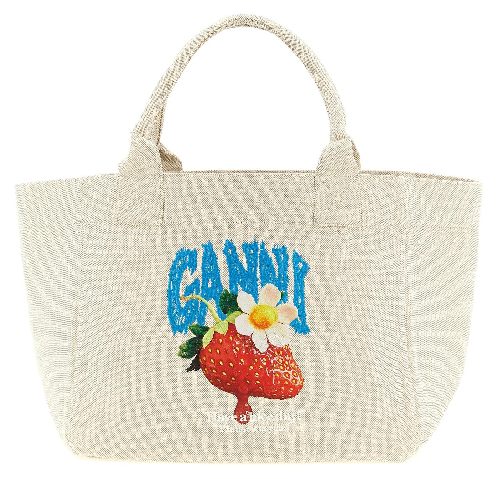 Ganni Shopper aus Baumwolle in Beige