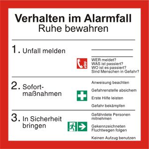 Abtec Hinweisschild ISO 7010, Folie, 20 x 20 cm, Verhalten im Alarmfall