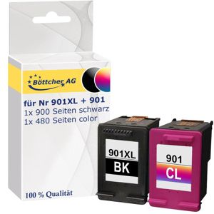 kompatibel für HP 901XL + 901 CC654AE + CC656AE, schwarz + color SD519AE