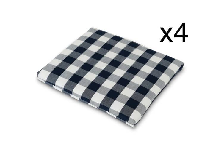 Pack 4 coussins chaises de jardin carrés bleu/blanc
