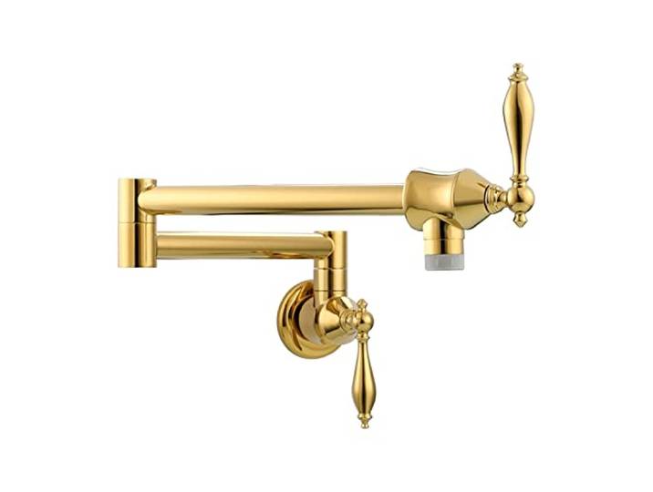 Drehhahn, Messing Topffüller Wasserhahn Faltbarer Küchenarmatur Doppelfunktionshahn mit 2 Griffen Wandmontage Nur kaltes Wasser(Titanium 2 Functions)