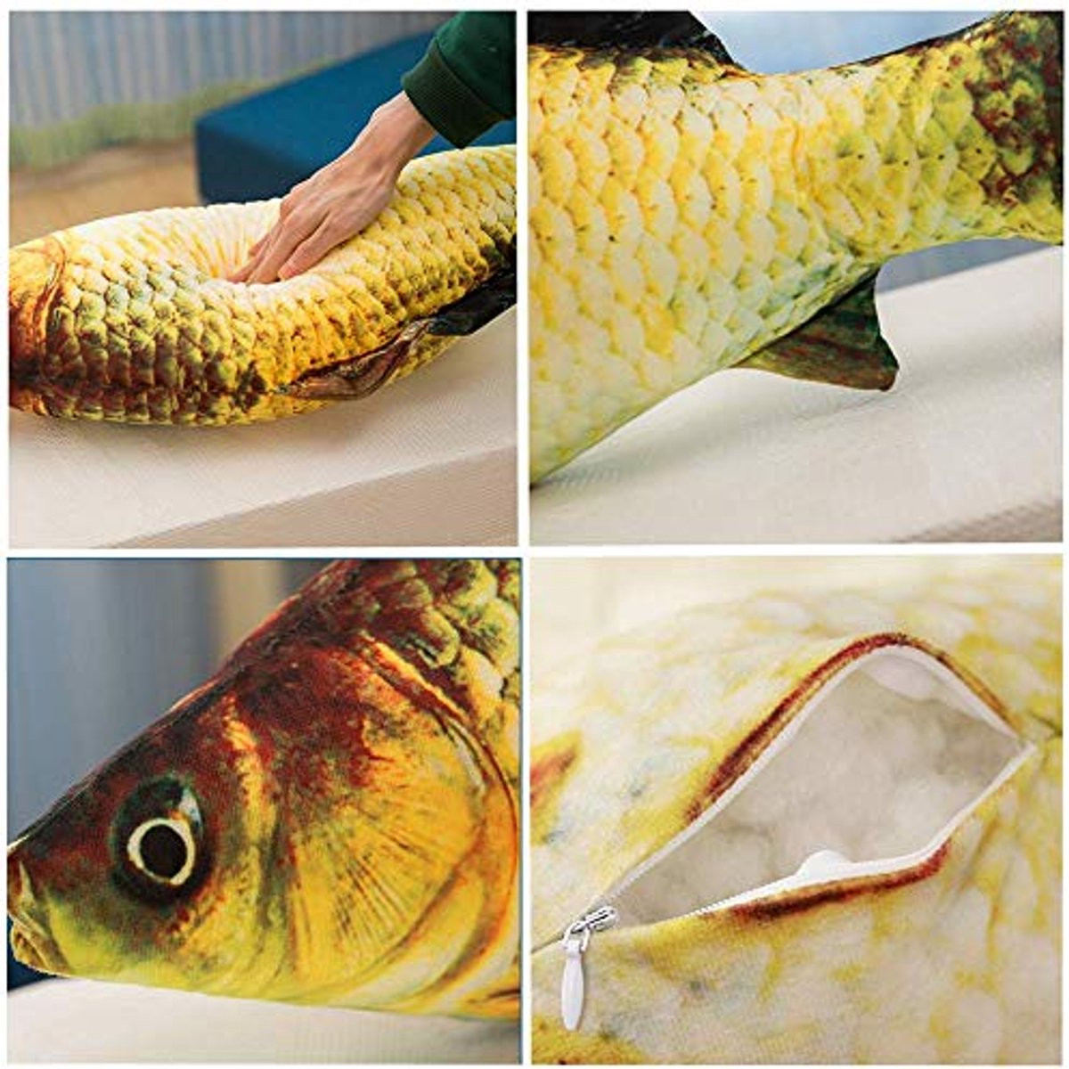 Giant 3D Zacht Vis Kussen van Pluche voor Thuisdecoratie en als Cadeau
