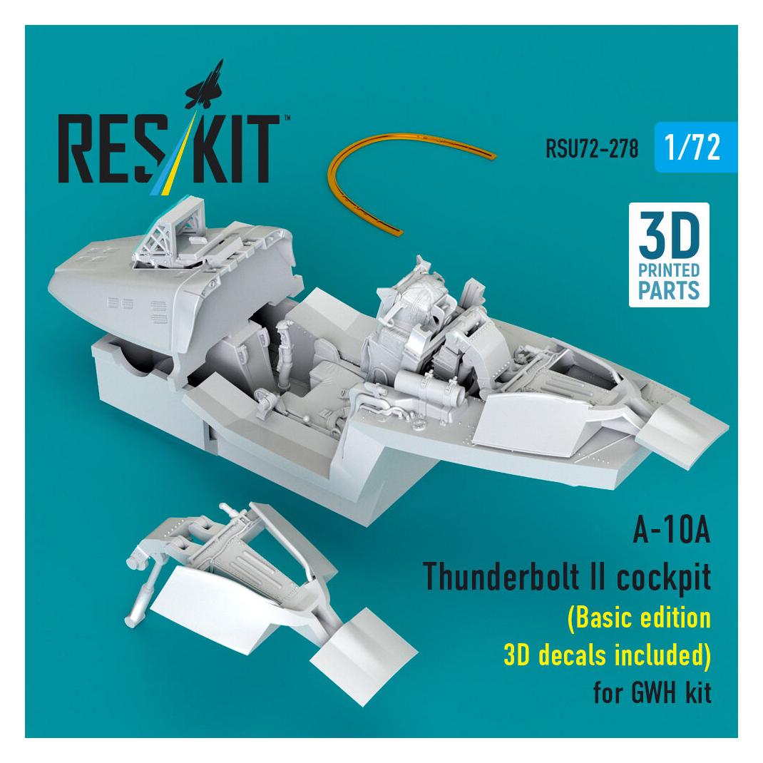 ResKit A-10A Thunderbolt II cockpit (Basic edition 3D decals included) (3D Printed) for Great Wall Hobby (RSU72-0278)