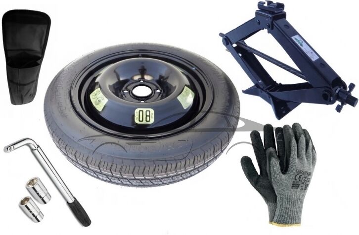Extradeon Kit - Roue de secours FORD SIERRA R15 4x108x63,3 + Clé gola + Cric + House pour cric