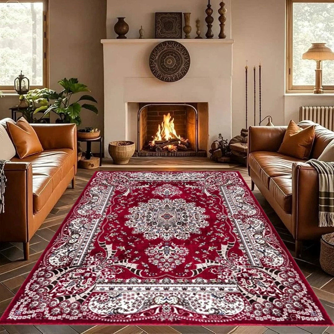 Metro Rectangle Geometric Indoor / Outdoor Area Rug Red Rectangle 80 x 150 cm