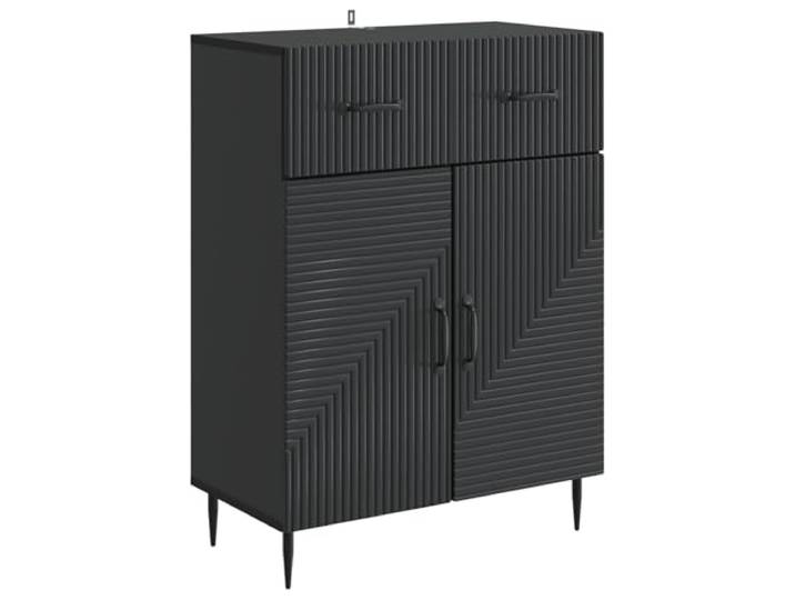 KGHFDVB Sideboard Schwarz 66 x 34,5 x 89,5 cm Holzwerkstoff Mit Schublade, Metallbeinen, Pendeltüren, Esszimmer, Wohnzimmer