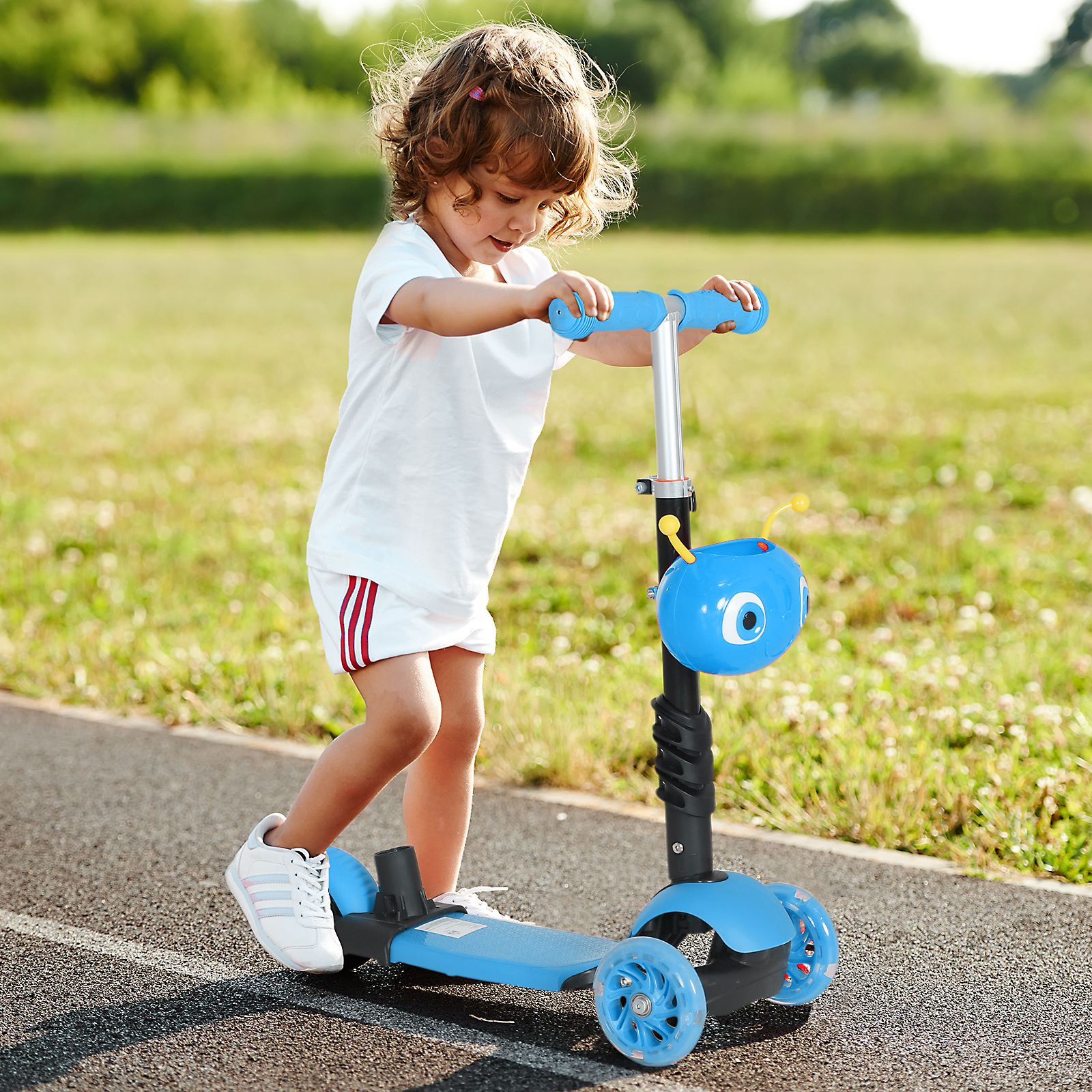 Homcom Trottinetta per Bambini Trottinetta 3 Ruote evolutiva 5 in 1 Manubrio regolabile Asta telescopica Sella Schienale Rimovibile Blu   Aosom Italy
