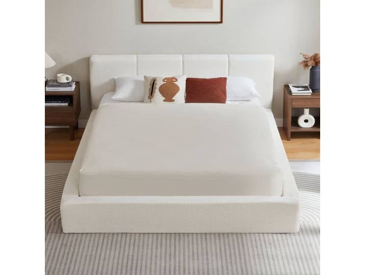 Cadre de lit Haute stabilité Cadre en acier renforcé Matelas non inclus 160x200 cm cadre de lit avec tÃate rembourrée de lit