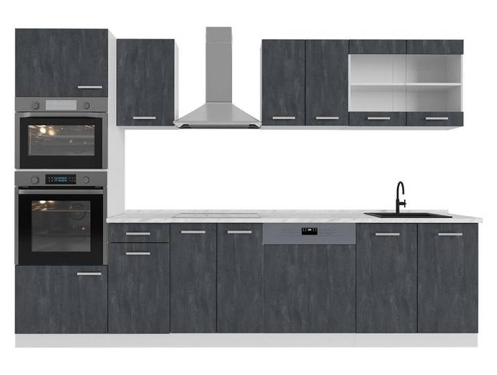 Cuisine Vicco R-Line Béton noir 300cm sans PT\, Model 47387