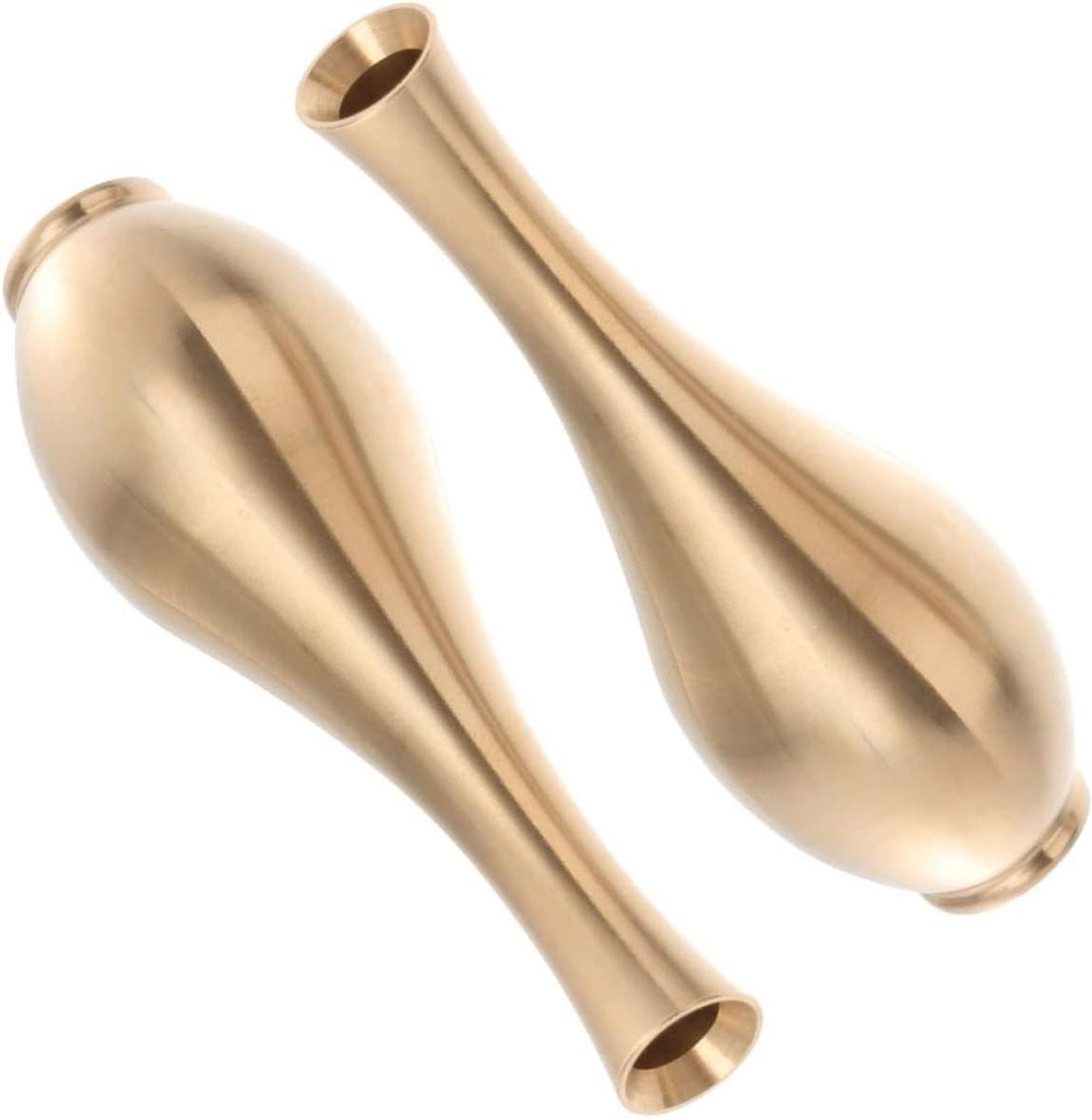 Set van 2 koperen mini vaasjes in goud, Hoogte: 6 cm