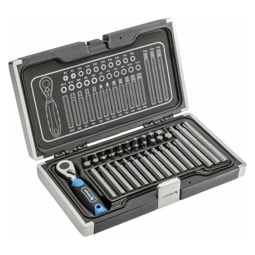 MGA Högert HT1R466 Bits | Ratschen Schraubenzieher | Knarrenkasten | Schraubendreher Set, Grau, 37 10 Mm (HT1R466)
