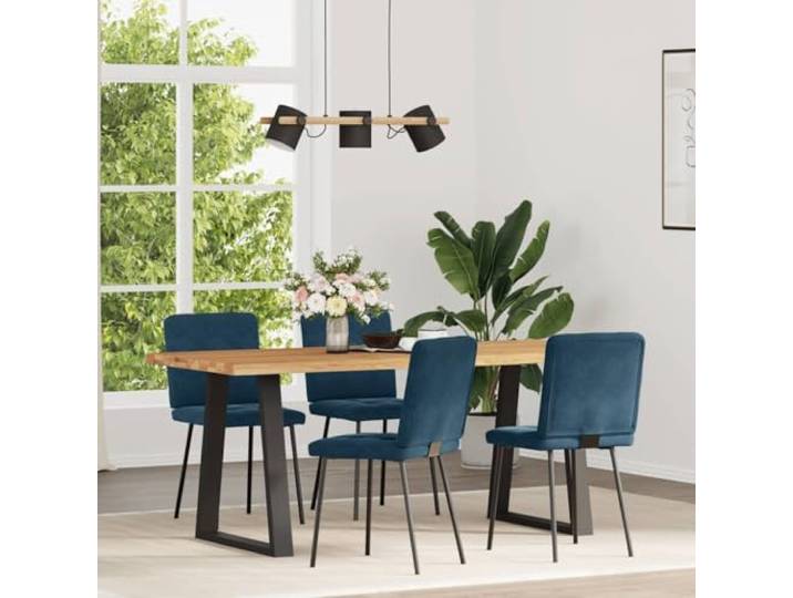 HKLGBVCR Esszimmerstühle, Veloursblau, 4 Stück Weicher Samt, Rahmen aus Metall und Holz, dicker Schaumstoff, Esszimmer, Wohnzimmer, Gästezimmer