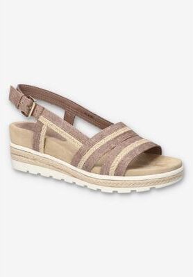 Women's Mel Wedge Sandal by Easy Street in Light Brown (Size 9 M)