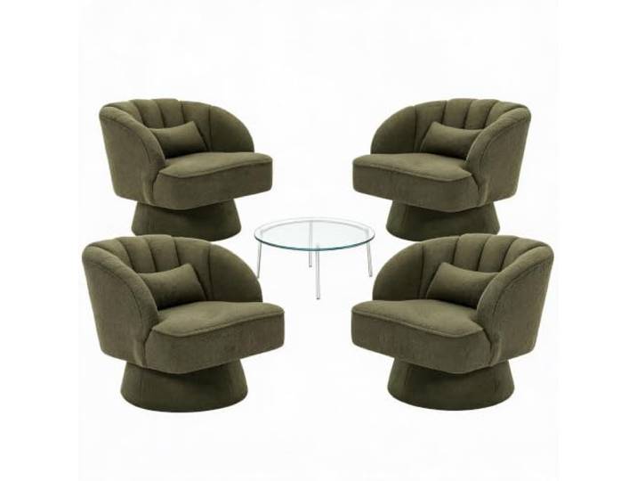 GarveeMore 4er-Set drehbare Samt-Barhocker 360° – samtweich, grün für Wohnzimmer & Büro (4 Stück)