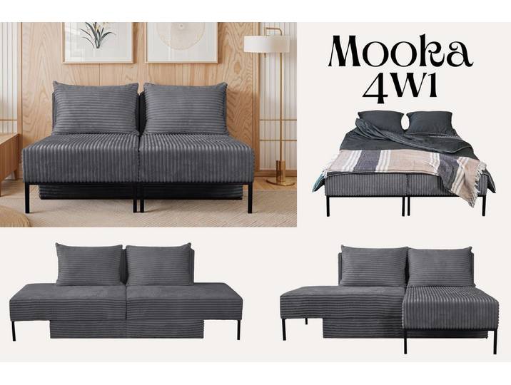Kaiser Möbel Chaiselongue Sofa,Ecksofa, Betten, MOOKA 4in1-Multifunktions-System, Sofa mit Schlaffunktion, Eckcouch, Bett, Chaiselongue (4in1)