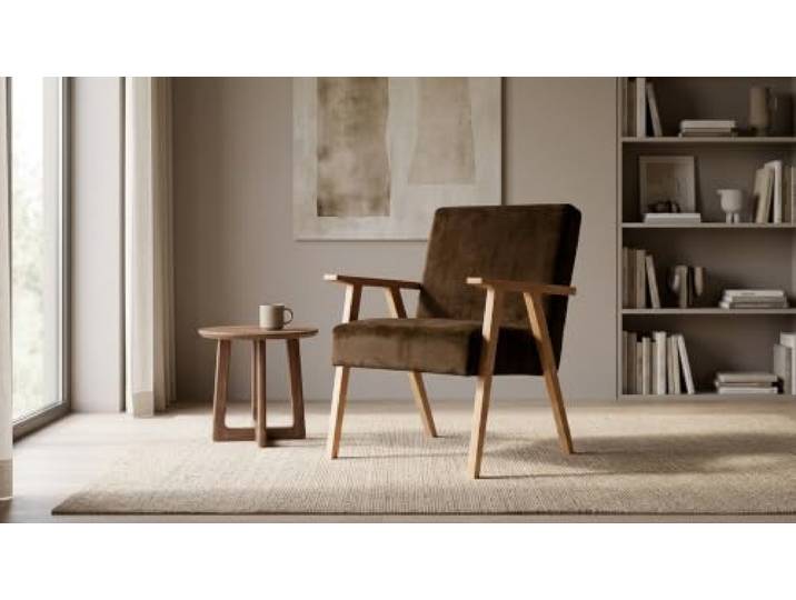 Family Meble Sessel Soler Royal Aura – Retro-Sessel im Vintage-Stil mit Stoff-Bezug – Braun · 104