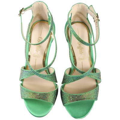 High-Heel-Pumps BUFFALO "Buffalo MIRANDA SPARK", Damen, Gr. 40, grün (grün multi), Textil, unifarben, Schuhe