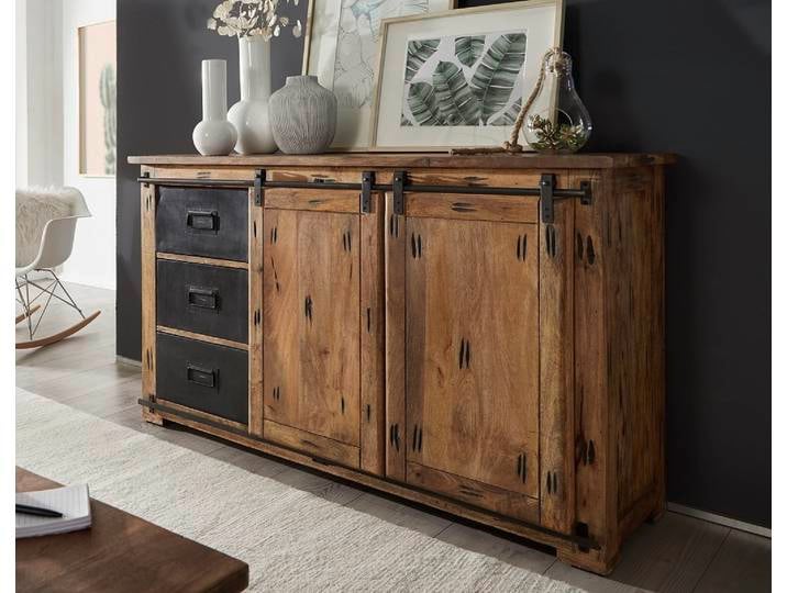 Sideboard mit 3 SK 150x90cm 'Railroad' Mango & Eisen