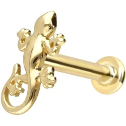 14 Karat Gold Labret mit Innengewinde GECKO
