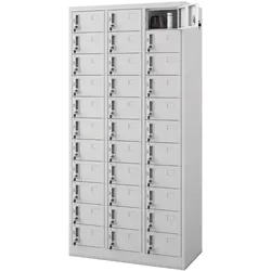 Jan Nowak Schließfachschrank Spind OLIVER 33 Fächer, Etikettenhalter | Wertfachschrank Umkleideschrank Metall Kleiderspind, 185x90x45cm Grau