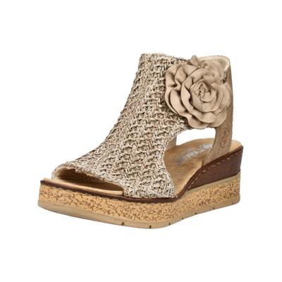 Keilsandalette RIEKER "Rieker Sandalen Textil", Damen, Gr. 43, beige, Textil, Schuhe