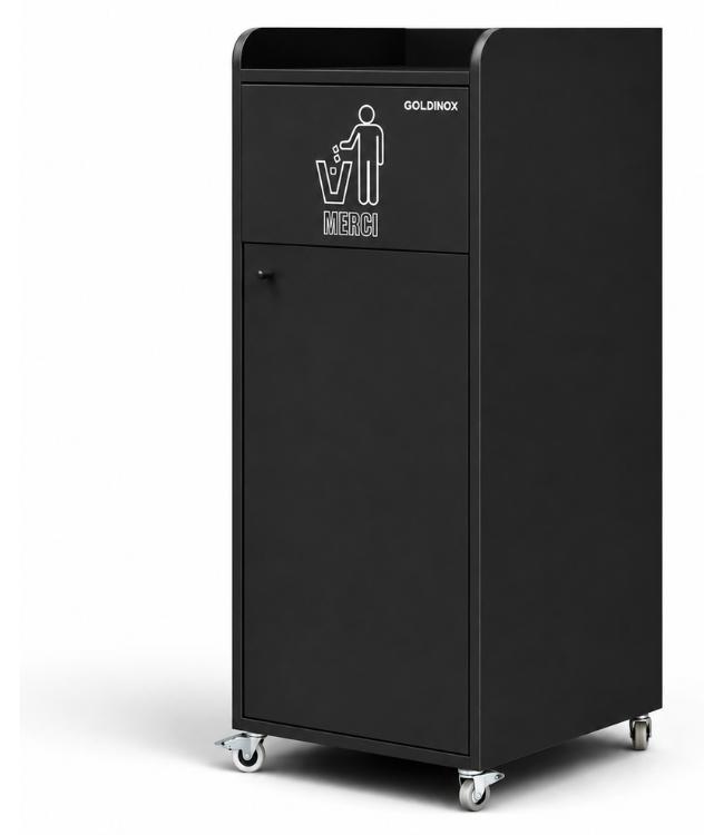 Müllbehälter "MERCI" aus Holz, schwarz, 100 Liter, - GOLDINOX