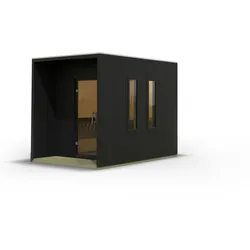 Karibu Design Saunahaus Laguna Blackline - 73 mm schwarz Inkl. Terrasse Ohne Ofen