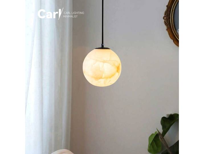 Lustre moderne en marbre naturel, sphère de chevet de chambre à coucher, lustre en cuivre, petit lustre créatif pour Bar, Restaurant, étude