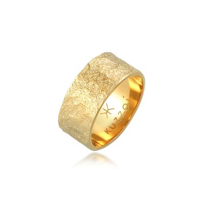 Silberring KUZZOI "Herren Bandring Organic Struktur 925 Silber" Gr. 54, gold, Fingerringe, Herren, 54mm, ohne Stein, Silber 925 (Sterlingsilber), 9mm, Silberring