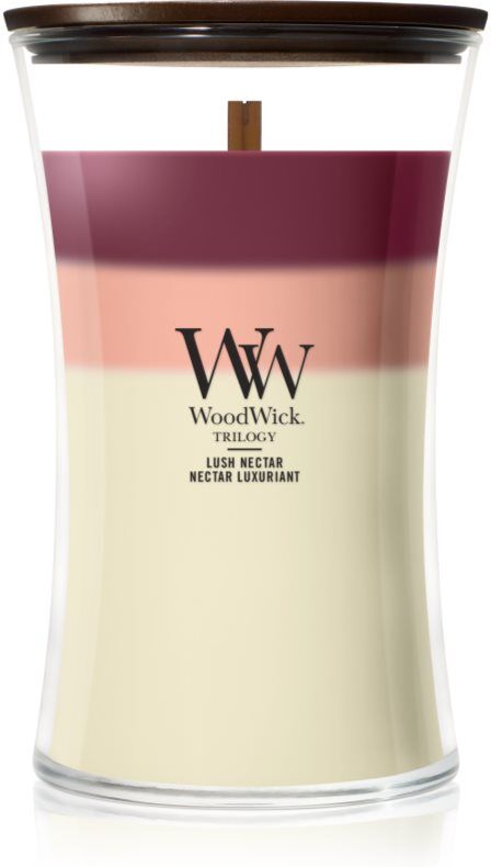 Woodwick Trilogy Lush Nectar bougie parfumée avec mèche en bois 610 g