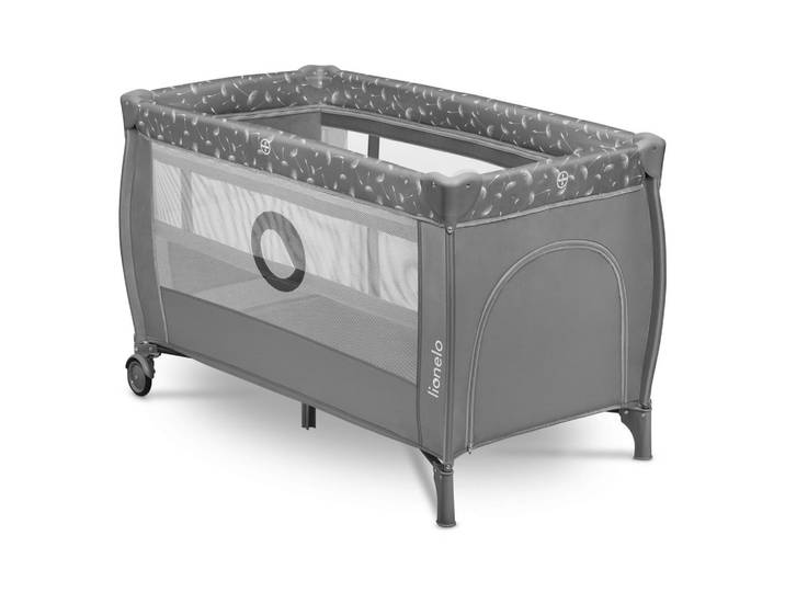 Lionelo Reisebett Stefi Plus, Grau, Weiß, Kunststoff, 65x76x125 cm, Seitentaschen, Ausstieg, Babymöbel & Kindermöbel, Babyzimmer, Babybetten, Reisegitterbetten