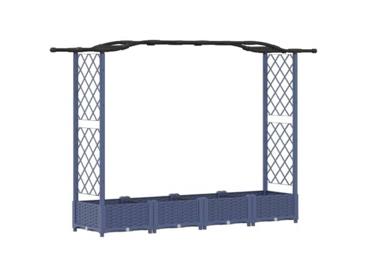 Hochbett mit Rankgitter und grauem Dach, 207 x 40 x 123 cm, aus Ablauf mit internem Deflektor, geeignet für Terrassen und Balkone, witterungsbeständig, einfache Montage, pflegeleicht