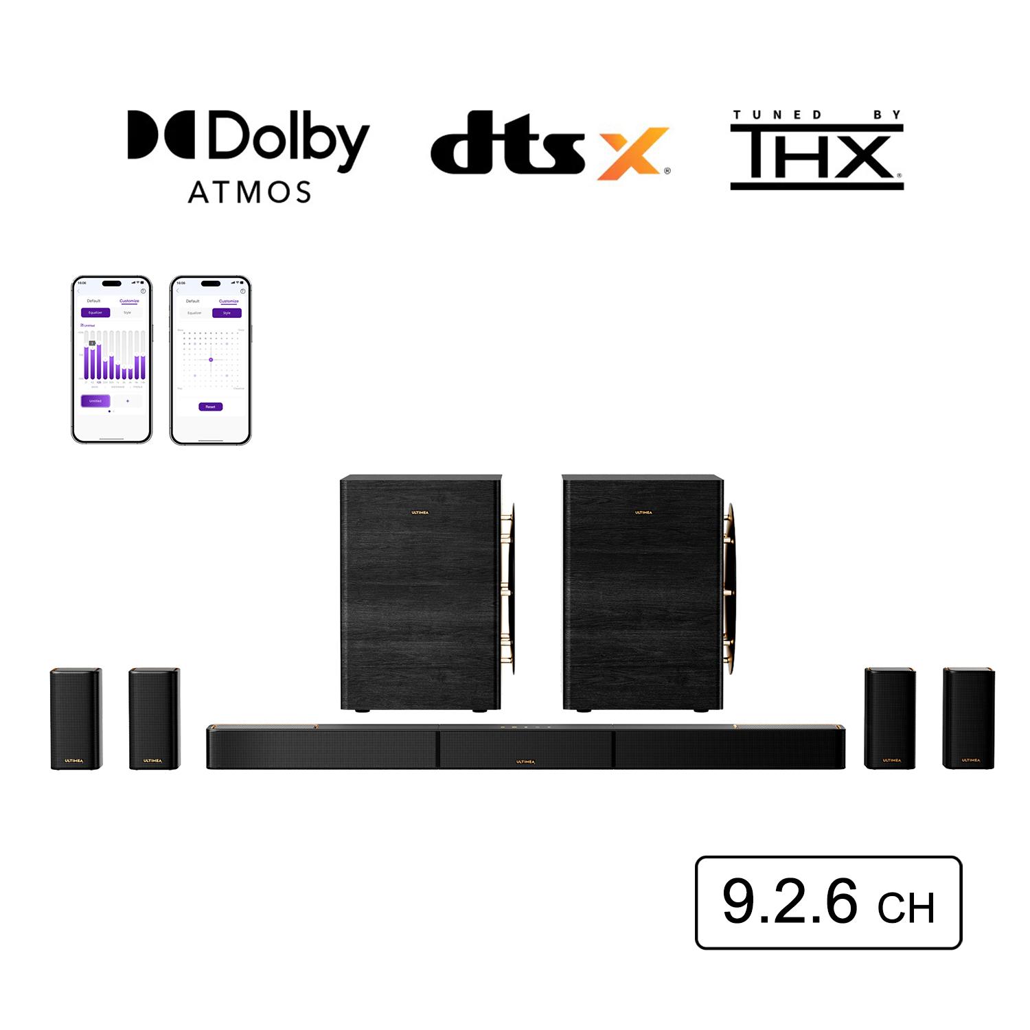 ULTIMEA Skywave X100 Dual 9.2.6 Soundbar mit Dolby Atmos & DTS:X, THX-Tuned, 2x10" Subwoofer, 2000W, 8K Pass-Through, Kabellos