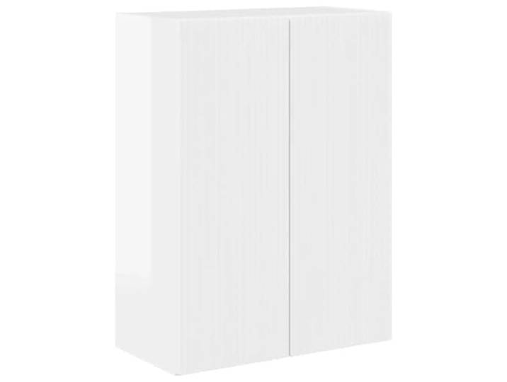 TV-Möbel, modern, rechteckig, 59,5 x 31 x 80 cm, mit drehbaren Türen aus Holz, weiß, glänzend, 02_0055034