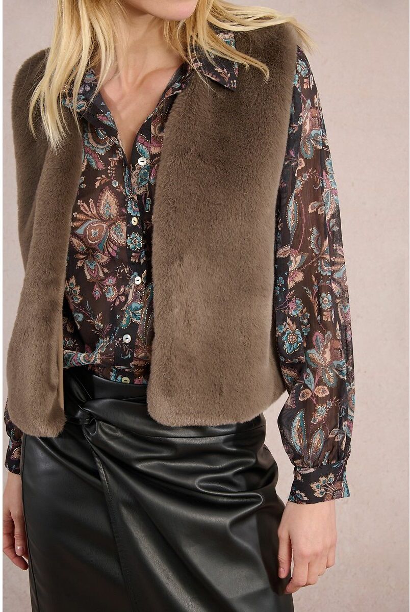 MOLLY BRACKEN Gilet sans manches en tissu duveteux