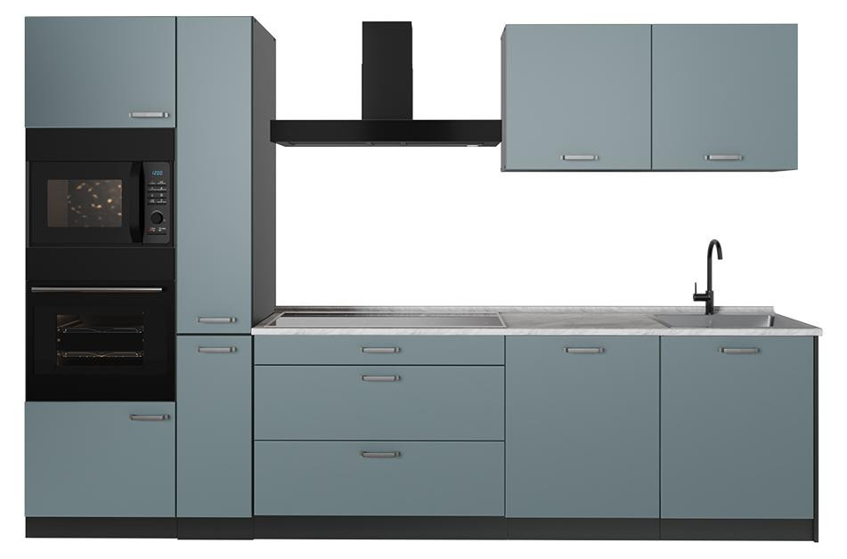 Vicco R-Line Keukeneenheid Blauw-grijs/Antraciet 310 cm zonder werkblad, Model 67204