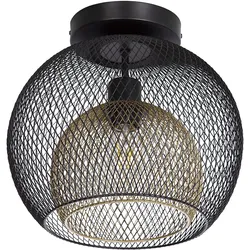 Deckenleuchte Deckenlampe Küchenlampe Gitter Flurleuchte schwarz gold D 30 cm