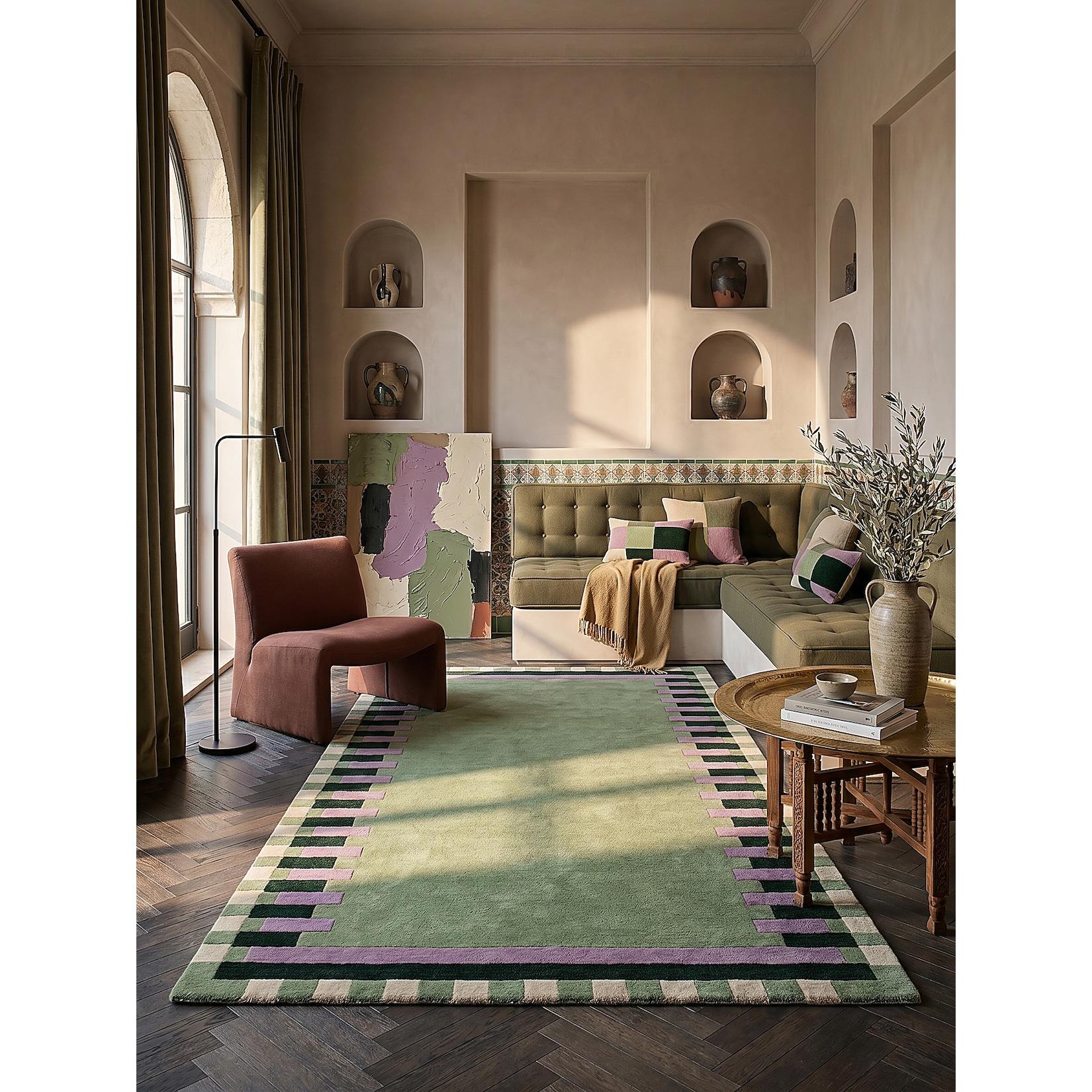 Wollteppich geometrisch Grün-Lila 200 x 290 cm - WENSUM Kadima