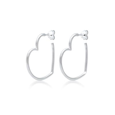 Paar Creolen ELLI "Ohrringe Creolen Herz Liebe Verspielt 925 Silber" Gr. 30, silber, Ohrringe, Damen, 30, ohne Stein, Silber 925 (Sterlingsilber)