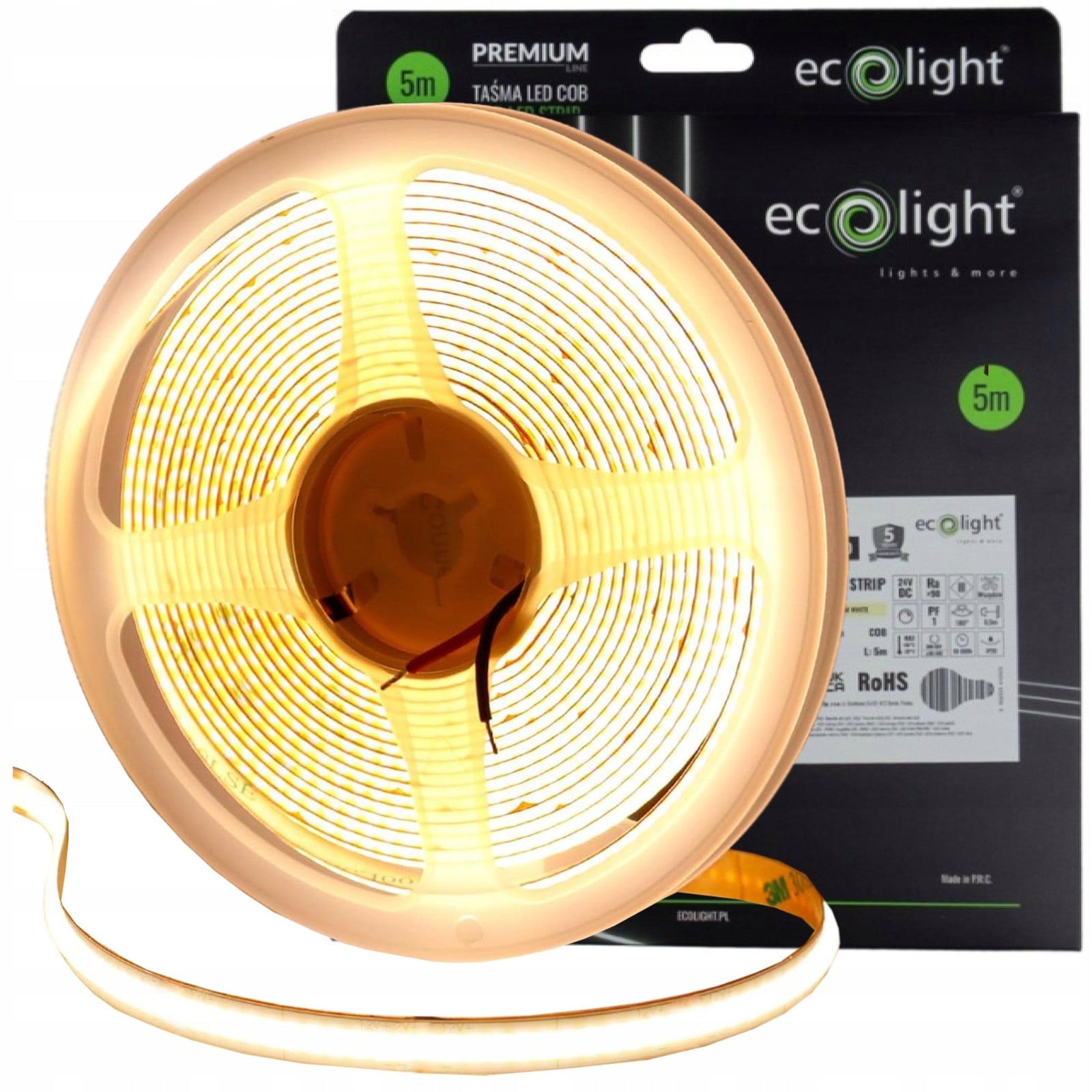 Eco Light LED-strip 24V COB Warm Wit Licht 5 Meter