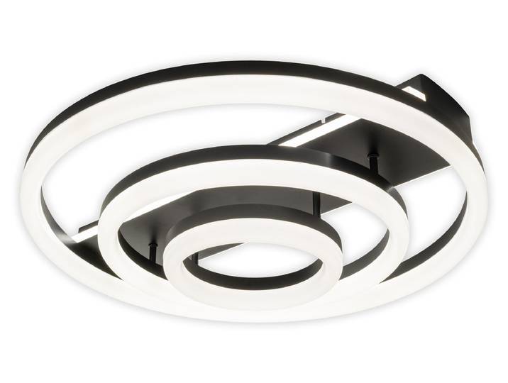Plafonnier LED noir\, intensité lumineuse variable\, télécommande\, D 60 cm