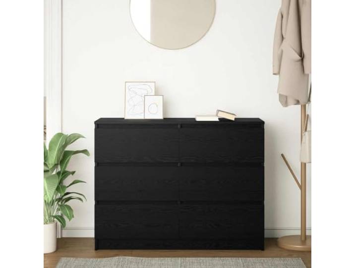 KTHLBRH Anrichte Eiche Schwarz 100 x 35 x 76 cm Technisches Holz Glatte Oberfläche, resistent gegen Feuchtigkeit und Verformung, großer Raum, einfache Reinigung, für Wohnzimmer oder