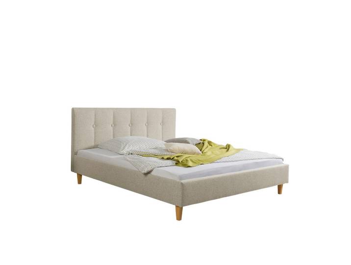 Livetastic Polsterbett Kenny, Beige, Holz, Buche, massiv, 200x200 cm, Made in Germany, für Lattenrost geeignet, Schlafzimmer, Betten, Polsterbetten